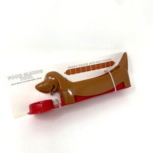 NWT Target Dachshund Hot Dog Slicer Condiment Bowl Kids Snacks Red Brown